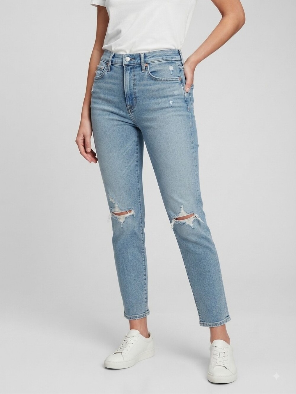 GAP Vintage Slim High Rise Blue Distressed Women Jeans Size 6
